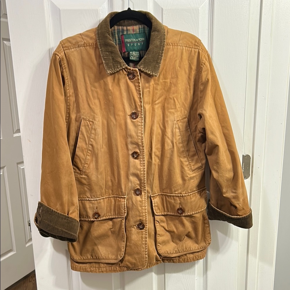 Vintage Tan Corduroy-Trimmed Jacket